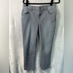 Chico's Platinum Jeans size 1(8)  Blue & White Railroad Stripe Skimmer Jeans